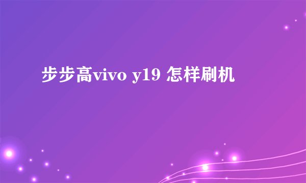 步步高vivo y19 怎样刷机