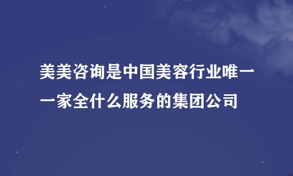 美美咨询是中国美容行业唯一一家全什么服务的集团公司
