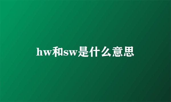 hw和sw是什么意思