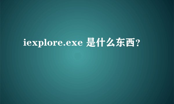iexplore.exe 是什么东西？