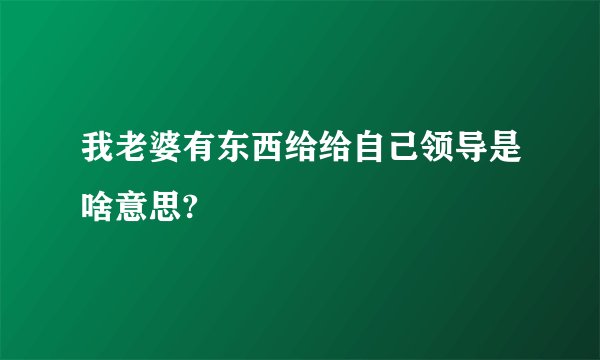 我老婆有东西给给自己领导是啥意思?