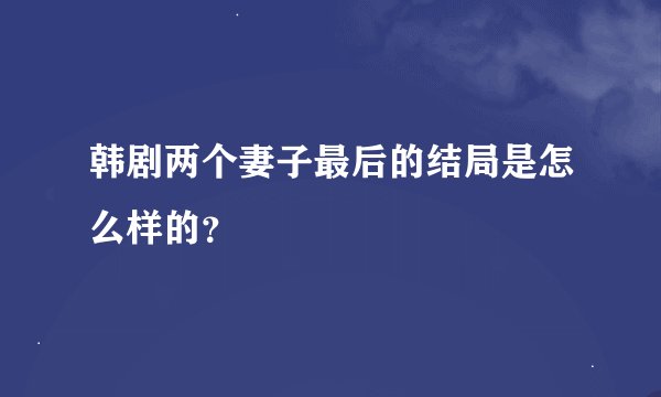 韩剧两个妻子最后的结局是怎么样的？