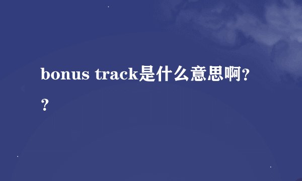 bonus track是什么意思啊？？