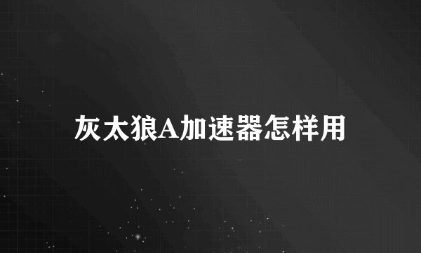 灰太狼A加速器怎样用