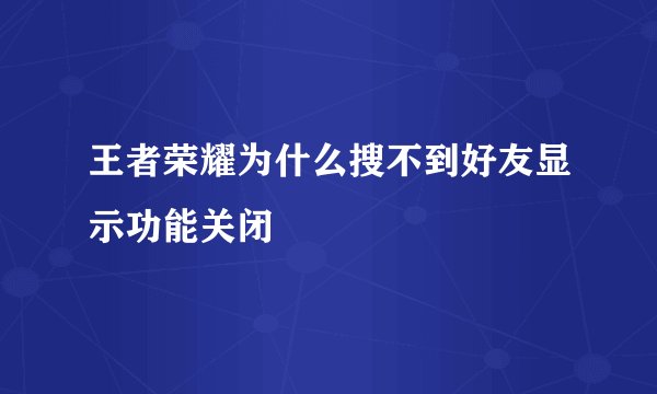 王者荣耀为什么搜不到好友显示功能关闭