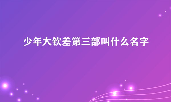 少年大钦差第三部叫什么名字