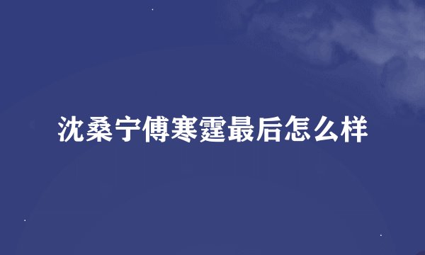 沈桑宁傅寒霆最后怎么样