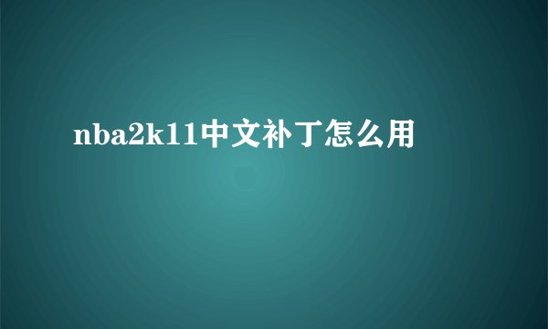 nba2k11中文补丁怎么用