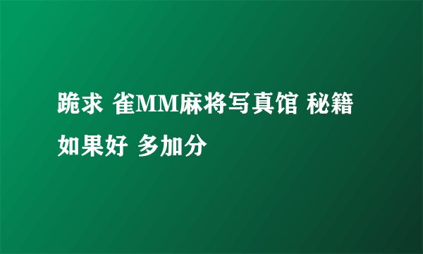 跪求 雀MM麻将写真馆 秘籍 如果好 多加分