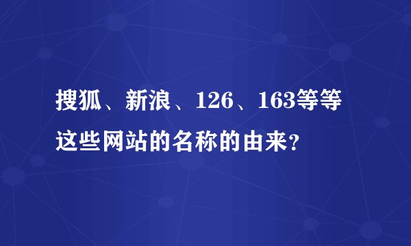 搜狐、新浪、126、163等等这些网站的名称的由来？