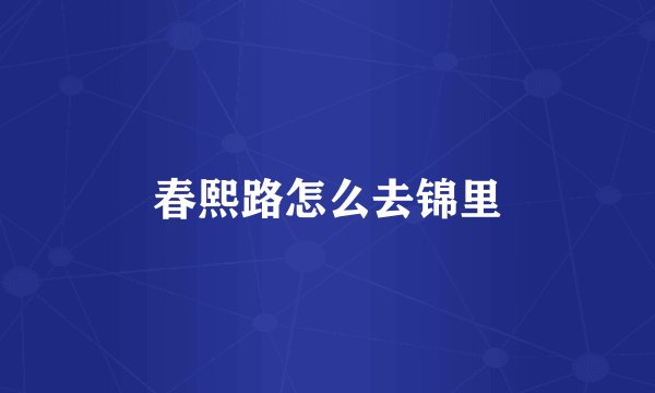 春熙路怎么去锦里