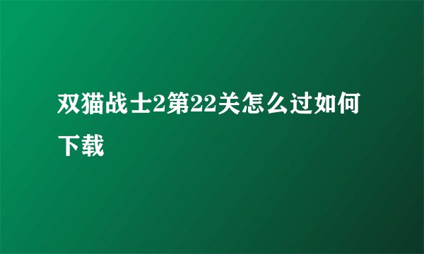 双猫战士2第22关怎么过如何下载
