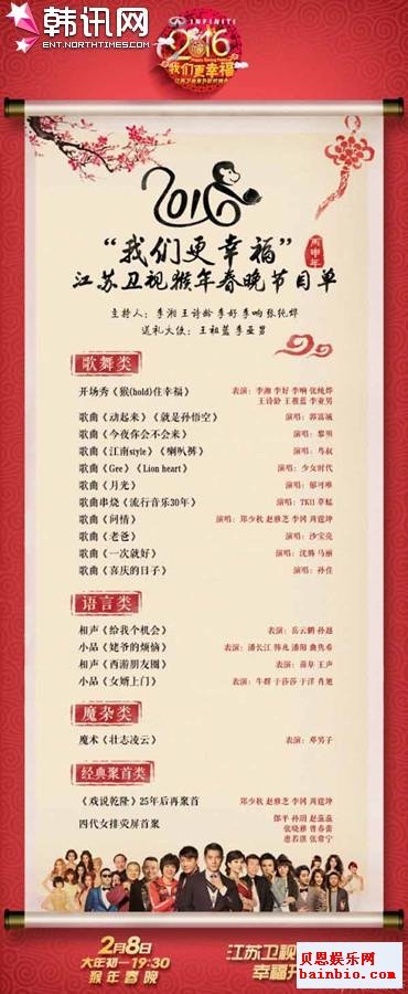 2013江苏卫视春晚节目单的介绍