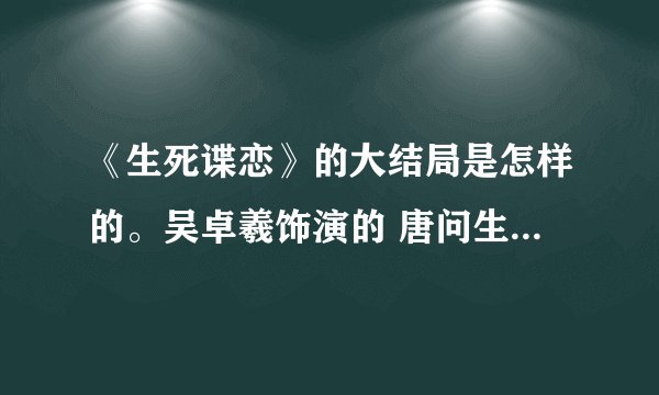 《生死谍恋》的大结局是怎样的。吴卓羲饰演的 唐问生 最后死没？还是和那个小旭和好了最终在一起的么？