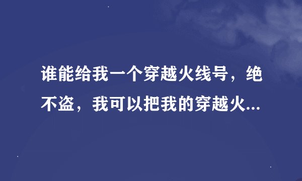 谁能给我一个穿越火线号，绝不盗，我可以把我的穿越火线密码告诉你