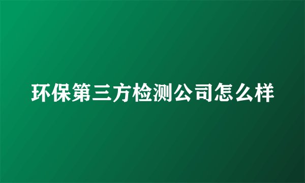 环保第三方检测公司怎么样