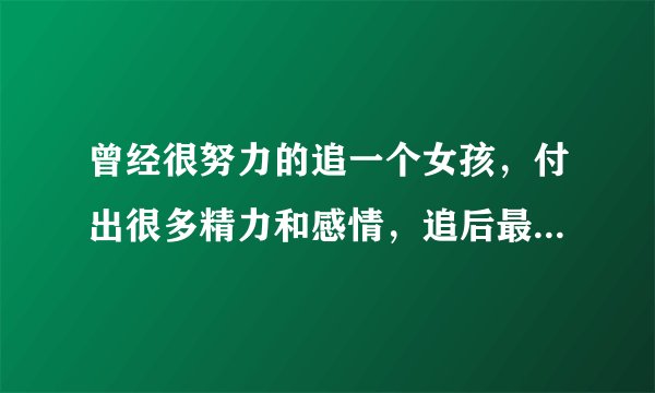 曾经很努力的追一个女孩，付出很多精力和感情，追后最后，一共花了100天的时间，没追到