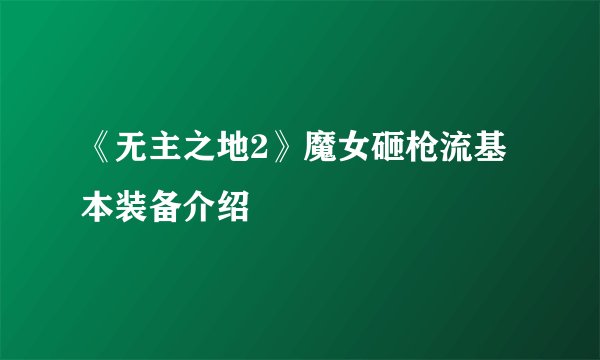 《无主之地2》魔女砸枪流基本装备介绍