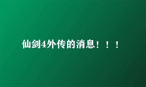 仙剑4外传的消息！！！