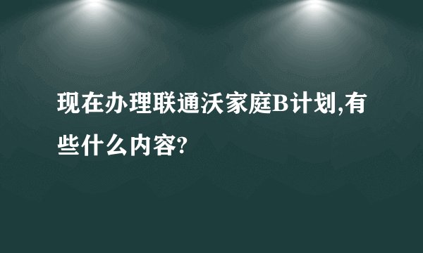 现在办理联通沃家庭B计划,有些什么内容?