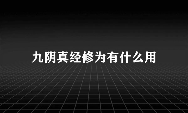 九阴真经修为有什么用