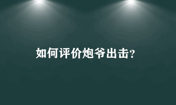 如何评价炮爷出击？