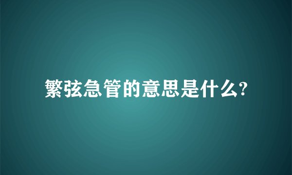 繁弦急管的意思是什么?