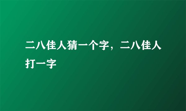 二八佳人猜一个字，二八佳人打一字