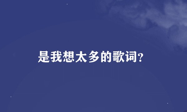 是我想太多的歌词？