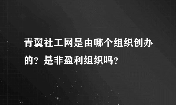 青翼社工网是由哪个组织创办的？是非盈利组织吗？