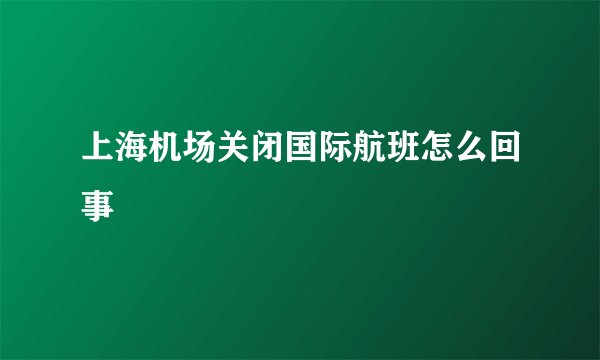 上海机场关闭国际航班怎么回事