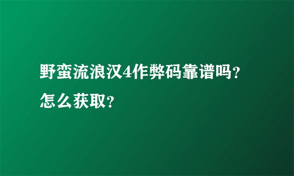 野蛮流浪汉4作弊码靠谱吗？怎么获取？