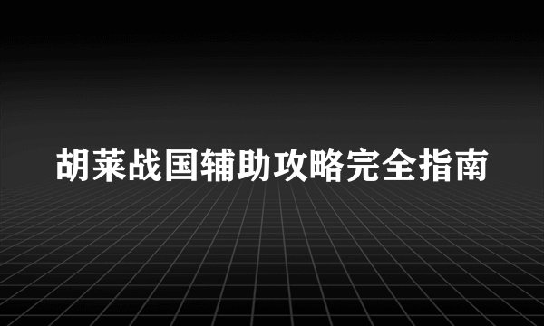 胡莱战国辅助攻略完全指南