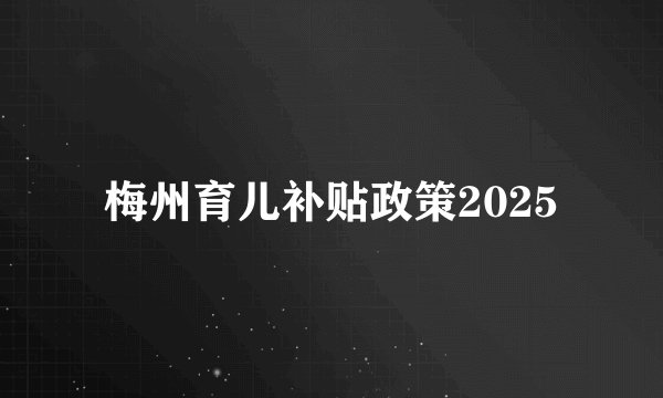 梅州育儿补贴政策2025