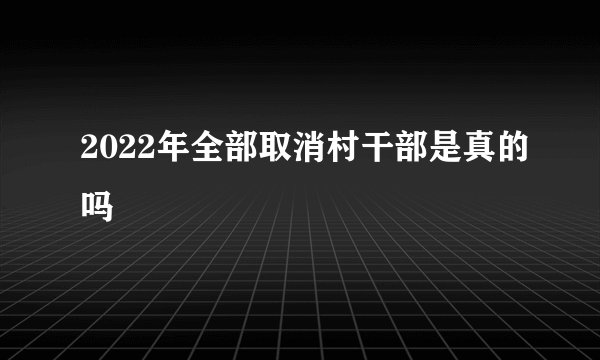 2022年全部取消村干部是真的吗
