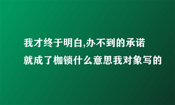 我才终于明白,办不到的承诺就成了枷锁什么意思我对象写的