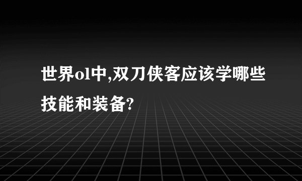 世界ol中,双刀侠客应该学哪些技能和装备?