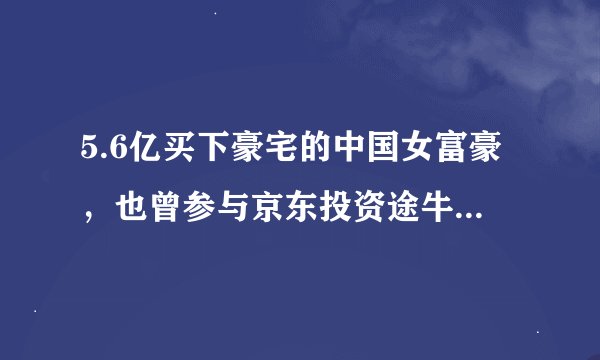 5.6亿买下豪宅的中国女富豪，也曾参与京东投资途牛、唯品会和发发奇