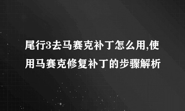 尾行3去马赛克补丁怎么用,使用马赛克修复补丁的步骤解析