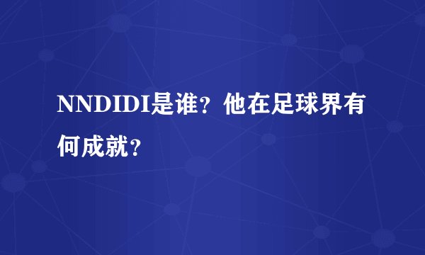NNDIDI是谁？他在足球界有何成就？