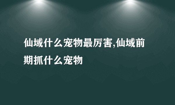 仙域什么宠物最厉害,仙域前期抓什么宠物