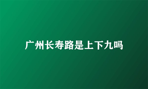 广州长寿路是上下九吗