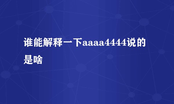 谁能解释一下aaaa4444说的是啥