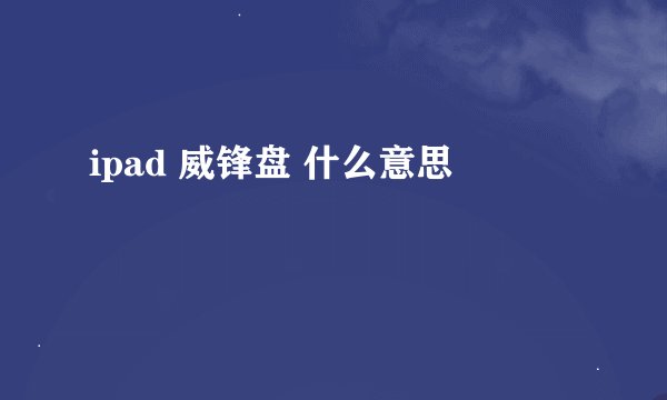 ipad 威锋盘 什么意思