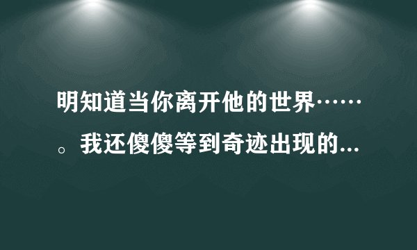明知道当你离开他的世界……。我还傻傻等到奇迹出现的那一天，直到那一天，你会发现。这是什么歌？