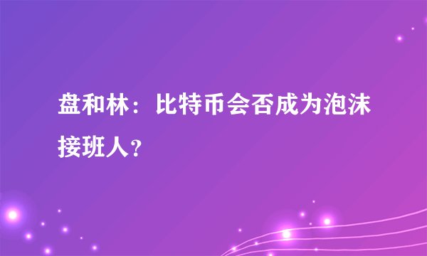 盘和林：比特币会否成为泡沫接班人？