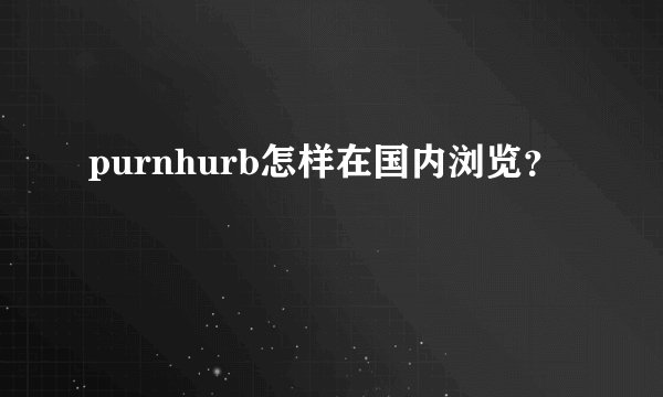 purnhurb怎样在国内浏览？