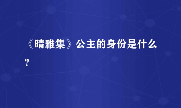 《晴雅集》公主的身份是什么？