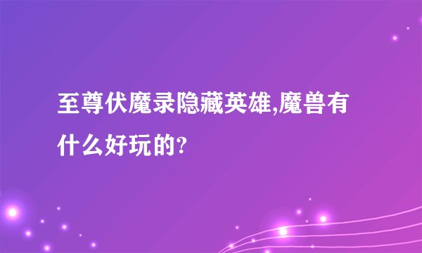至尊伏魔录隐藏英雄,魔兽有什么好玩的?