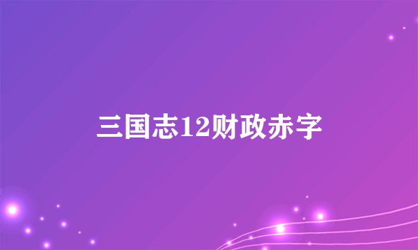 三国志12财政赤字